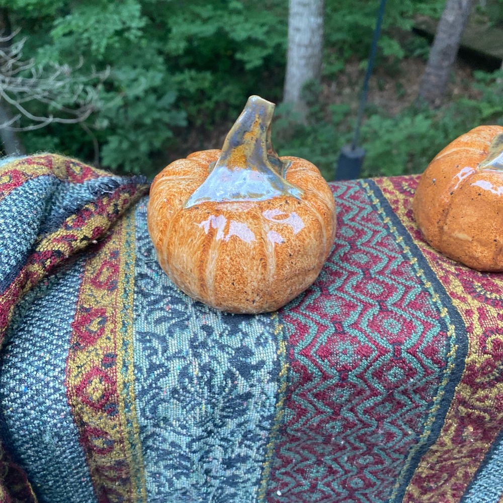 AMBER PUMPKINS pottery handmade Halloween Autumn Thanksgiving Decor Holi… - Picture 5 of 8